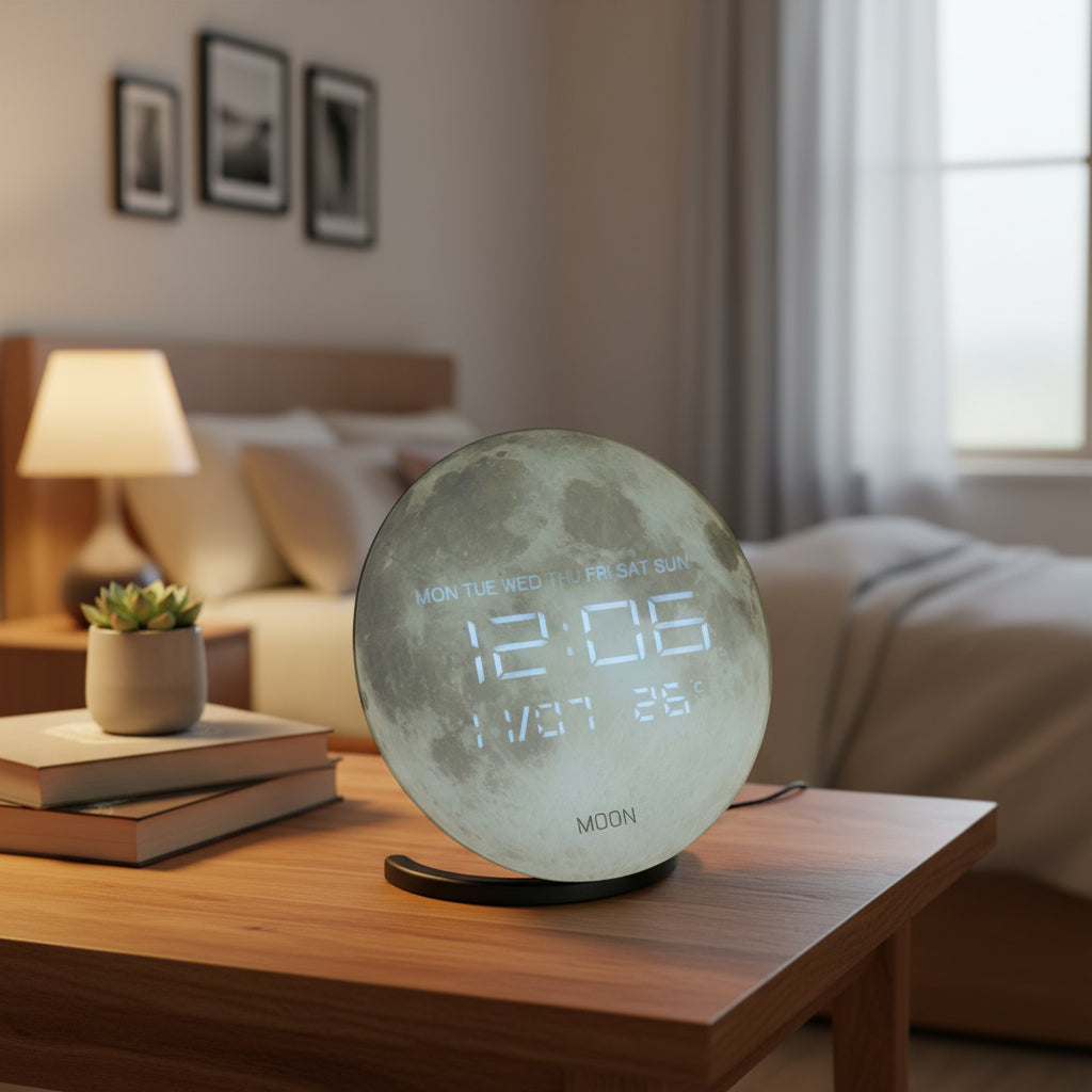 שעון ירח דיגיטלי עם רמקול Bluetooth