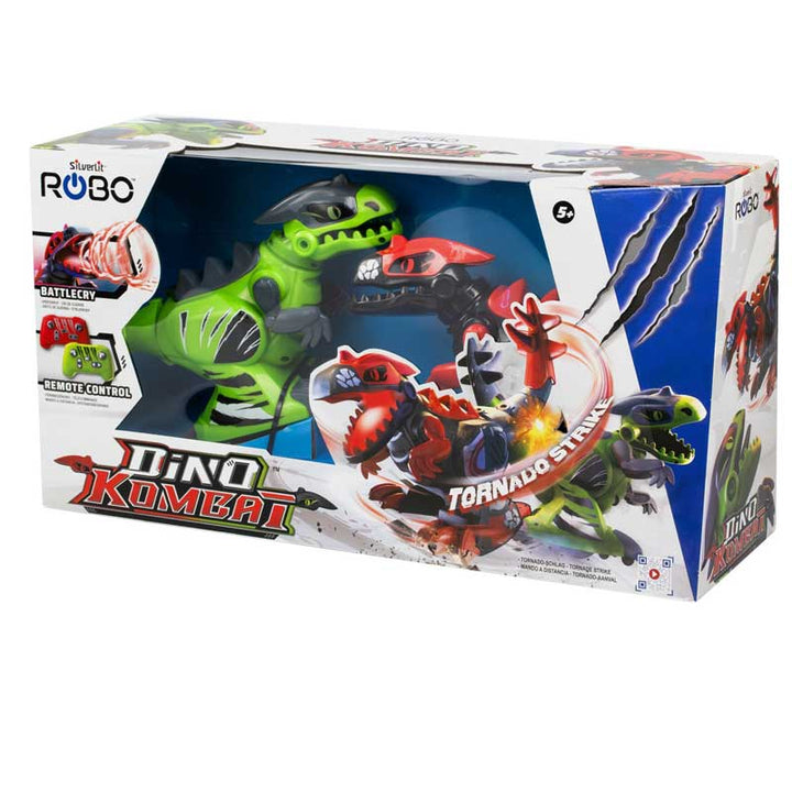 זוג רובוטים דינוזאורים נלחמים על שלט DINO KOMBAT סילברליט