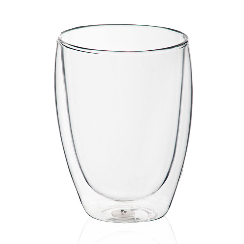 זוג כוסות זכוכית דופן כפולה 350 מל איכותיות לקפה ולתה