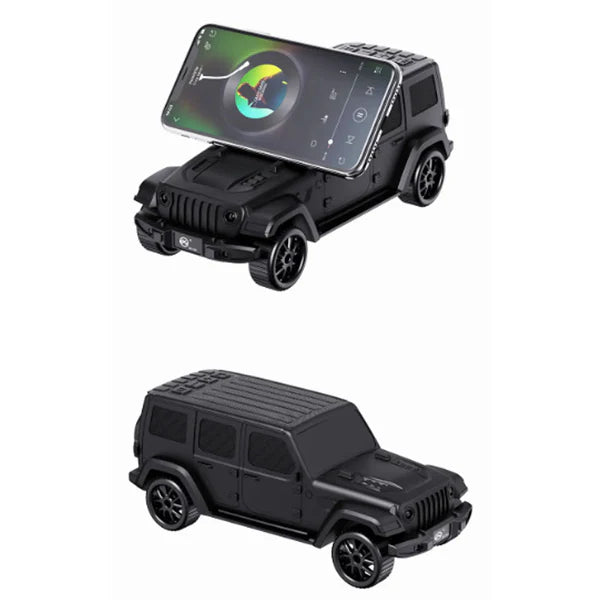 רמקול בלוטוס נייד עוצמתי בעיצוב ג'יפ רטרו DV-V8 עם מעמד לסמארטפון