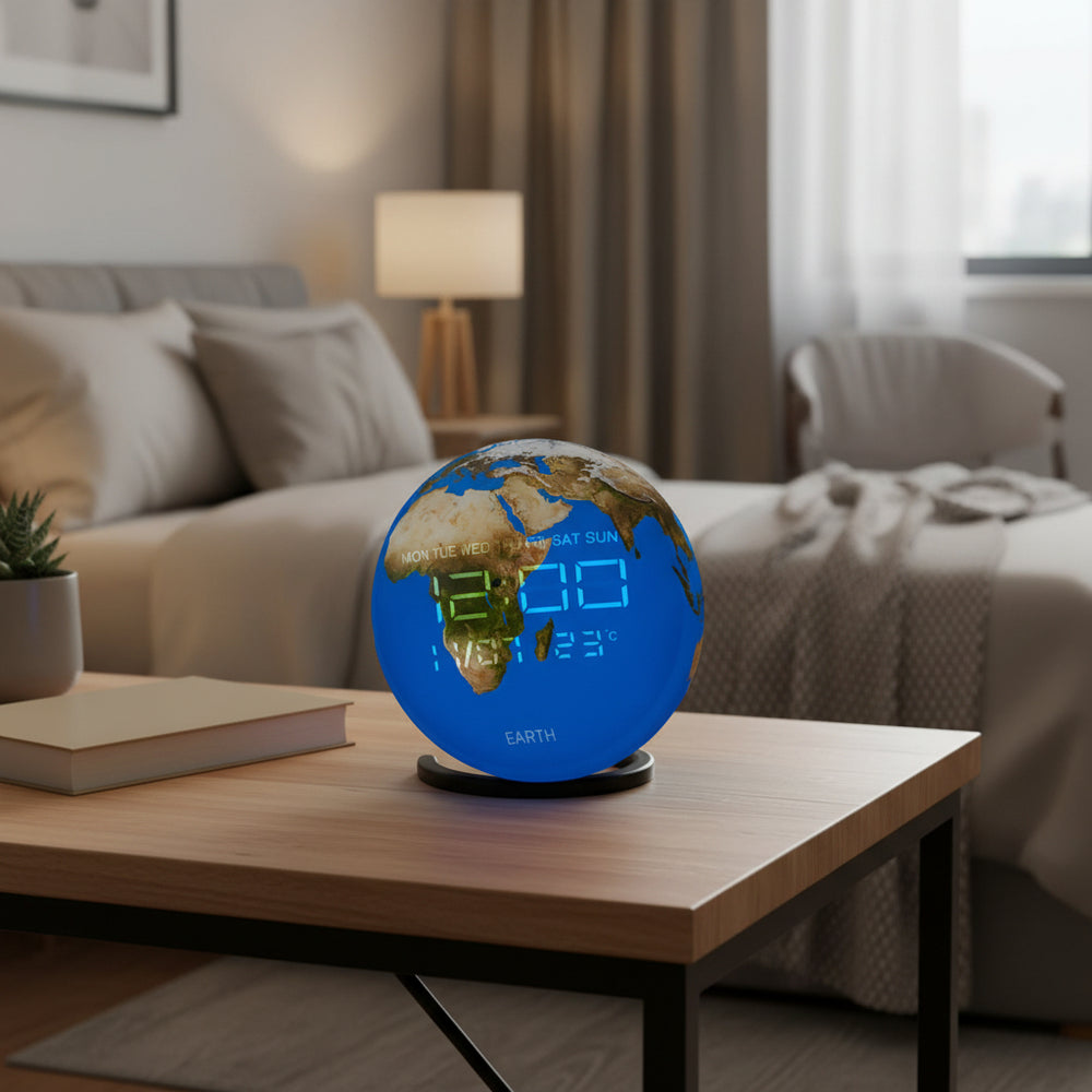 שעון כדור הארץ דיגיטלי עם רמקול Bluetooth