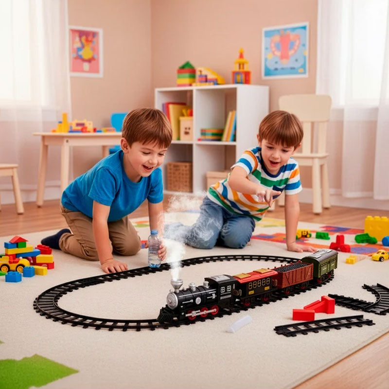 רכבת קיטור חשמלית עם אפקט עשן ואורות