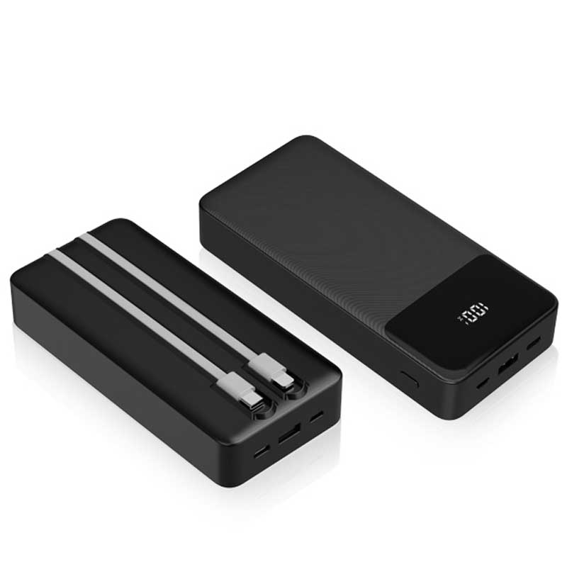 מטען נייד פאוורבנק 20,000mAh עם כבלים מובנים