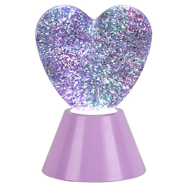 מנורת לב גליטר צבעונית