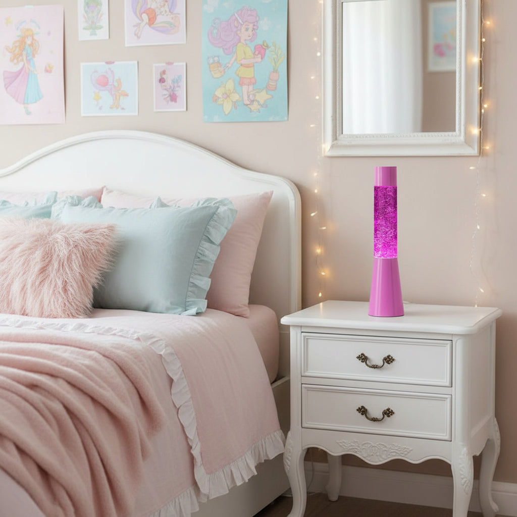 מנורת גליטר ורודה: מתנה לבנות