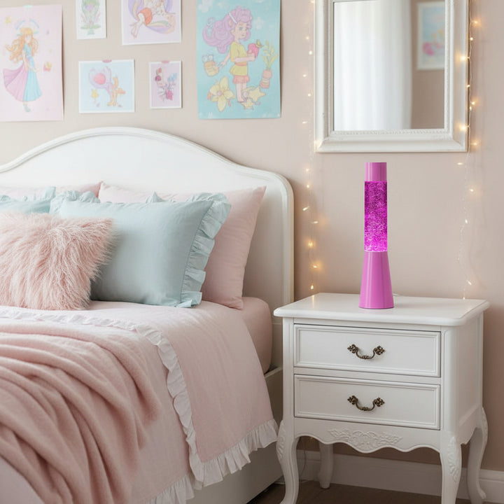 מנורת גליטר ורודה: מתנה לבנות