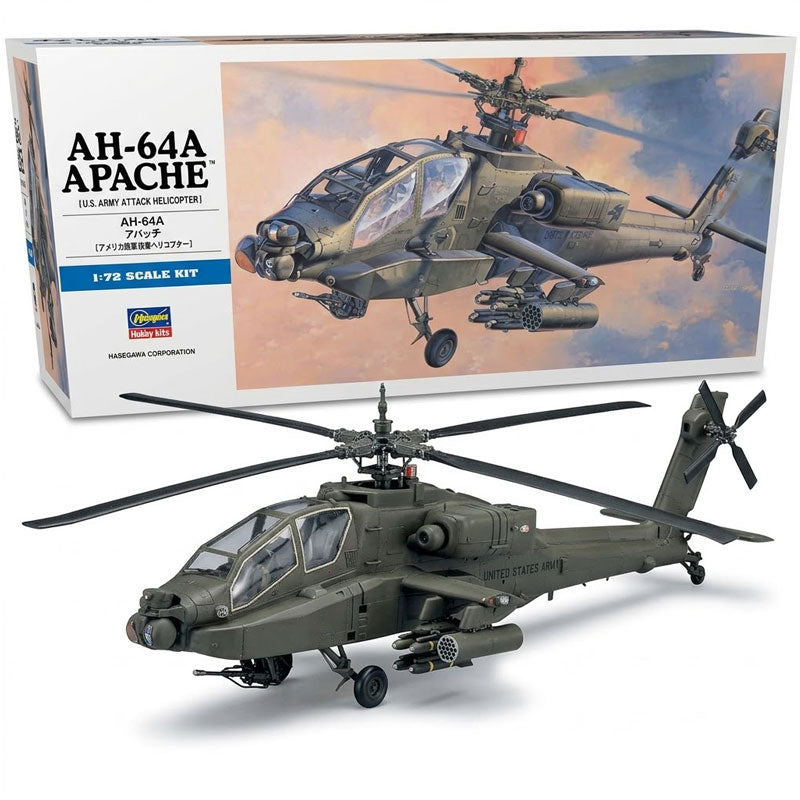 דגם להרכבה מסוק אפאצ'י Hasegawa AH-64A בקנה מידה 1:72