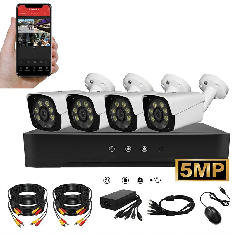 ערכת 4 מצלמות אבטחה חוץ 5MP כולל DVR ודיסק 500GB מבית LinkMaster