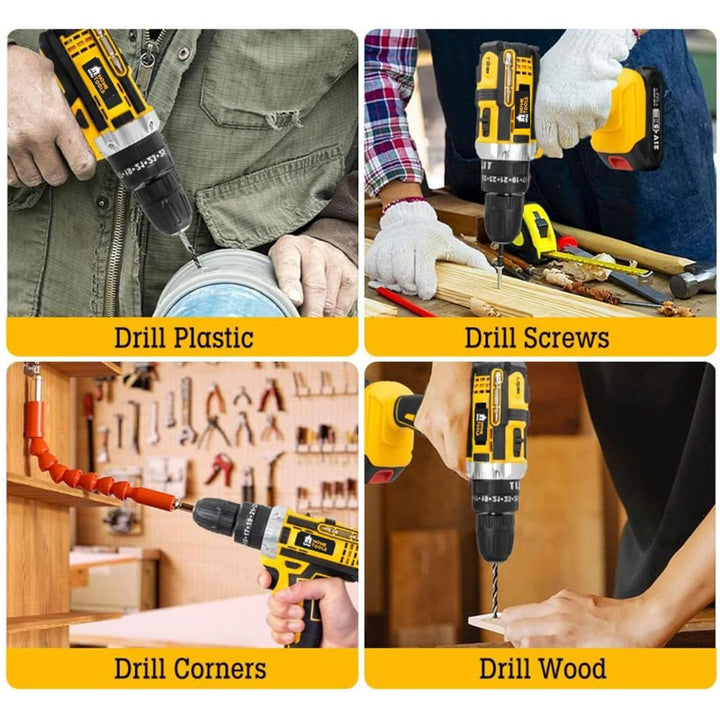 מברגה ומקדחה נטענת רוטטת 21V מבית HOME TOOLS HANDYMAN הכוללת סט 24 חלקים