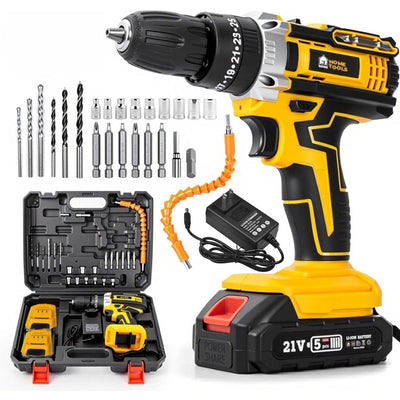 מברגה ומקדחה נטענת רוטטת 21V מבית HOME TOOLS HANDYMAN הכוללת סט 24 חלקים