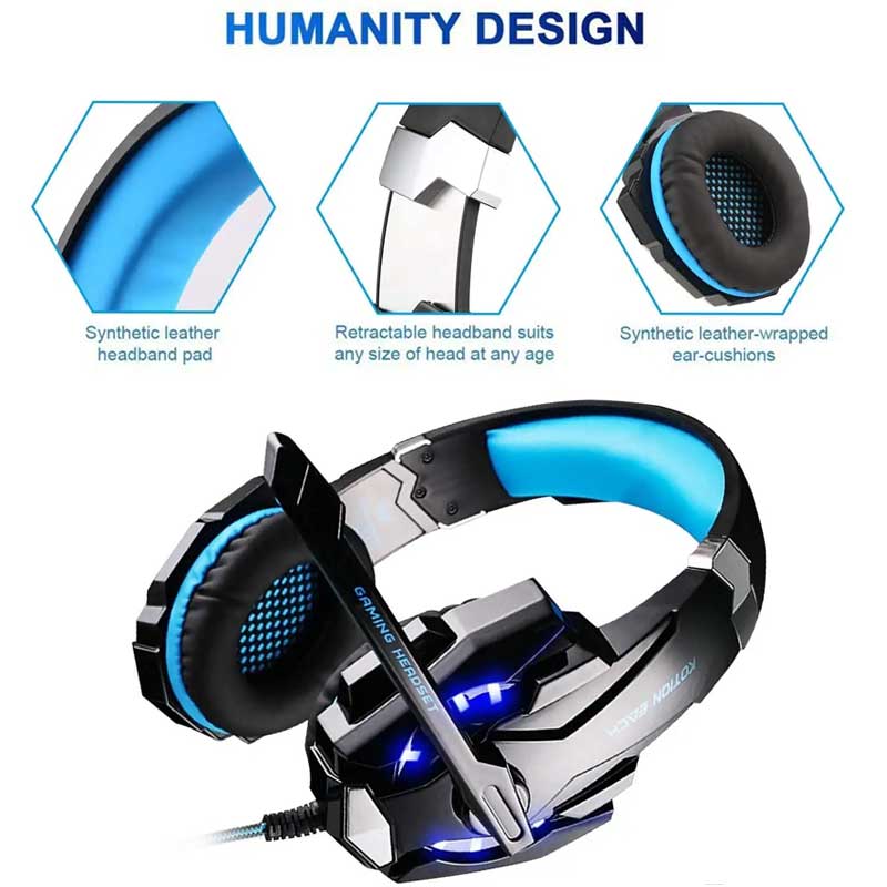 אוזניות גיימינג עם מיקרופון ותאורת לד Hunterspider v9