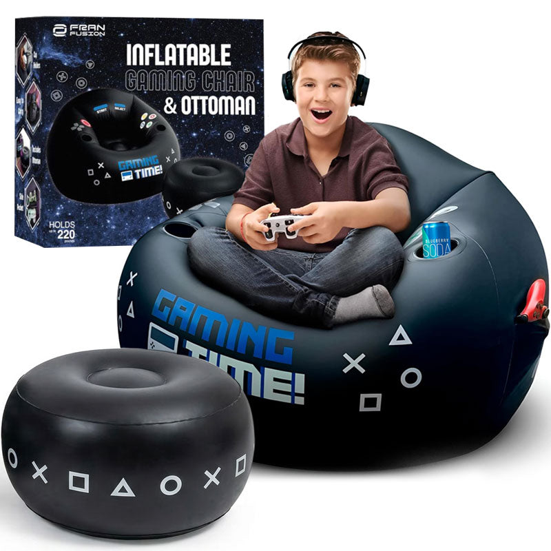 כיסא גיימינג מתנפח לילדים כולל הדום ומחזיקי כוסות