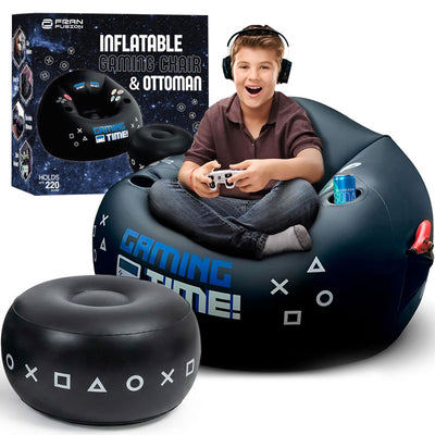 כיסא גיימינג מתנפח לילדים כולל הדום ומחזיקי כוסות
