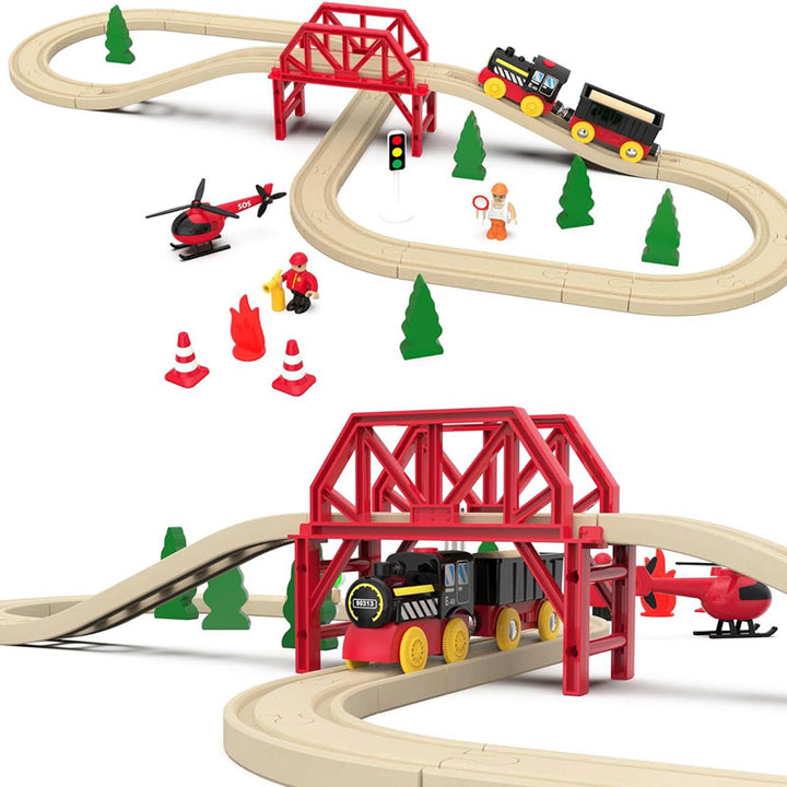 סט רכבת חשמלית מעץ להרכבה - Joy Forest 41 חלקים