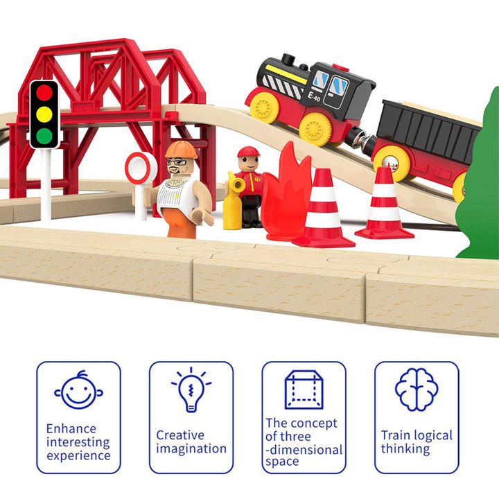 סט רכבת חשמלית מעץ להרכבה - Joy Forest 41 חלקים