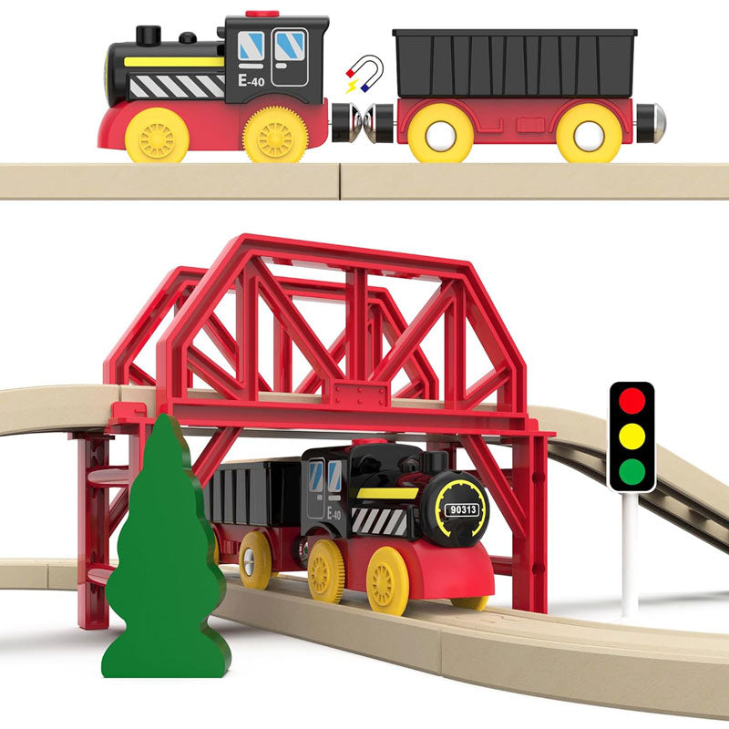 סט רכבת חשמלית מעץ להרכבה - Joy Forest 41 חלקים