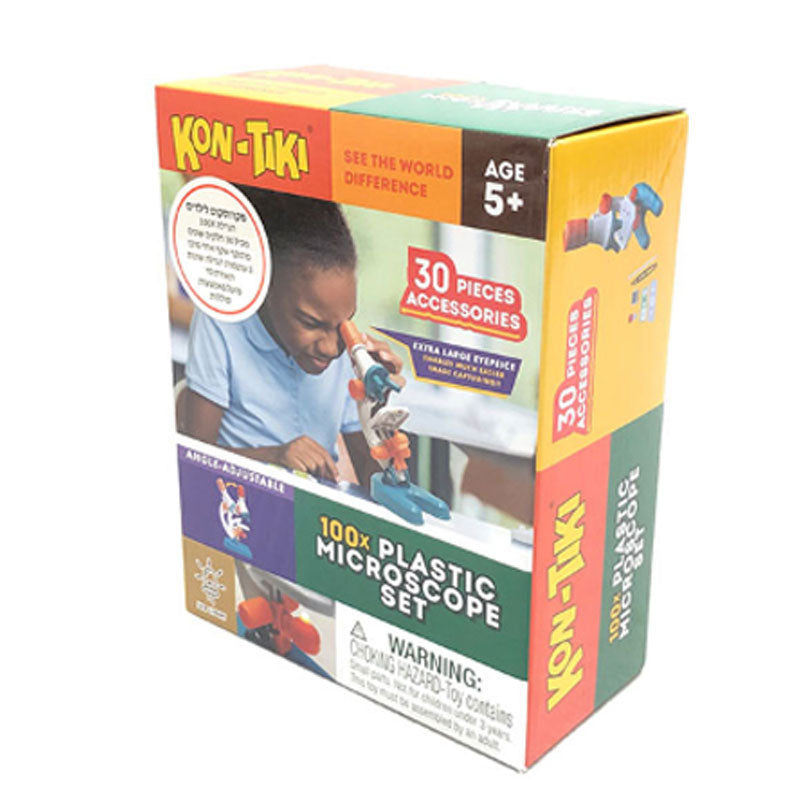 ערכת מיקרוסקופ מגדלת פי 100 עם תאורה KON TIKI