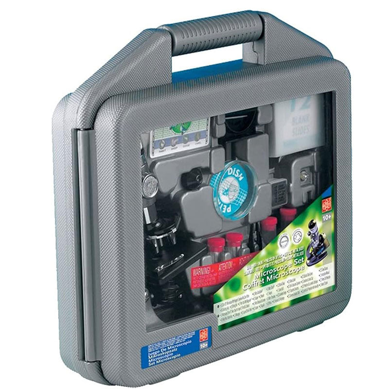 ערכת מיקרוסקופ מתכתי לילדים מבית Kon Tiki הגדלה עד X900 במזוודה קשיחה