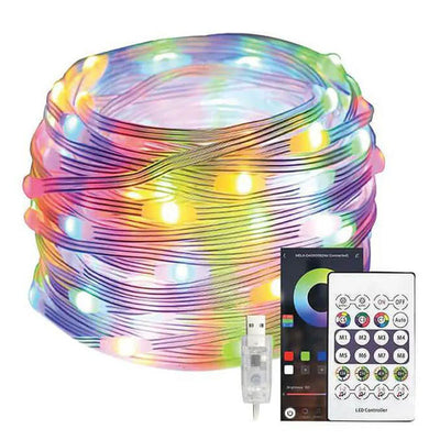תאורת לד צבעונית 5 מטר בחיבור USB עם שלט ואפליקציה