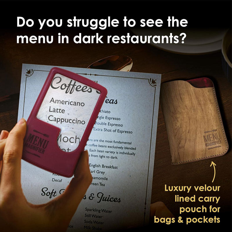 זכוכית מגדלת מוארת לקריאת תפריטים