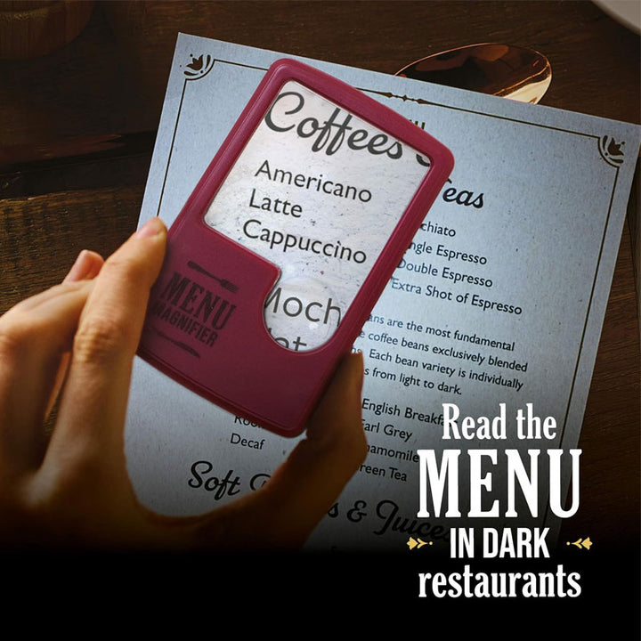 זכוכית מגדלת מוארת לקריאת תפריטים