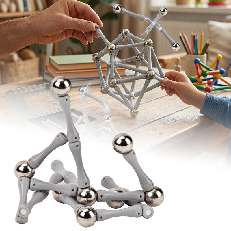 משחק מנהלים מגנטי - ערכת מקלות וכדורים להרכבה ויצירה