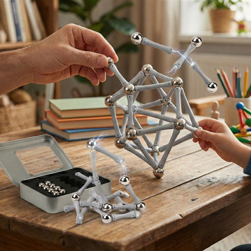 משחק מנהלים מגנטי - ערכת מקלות וכדורים להרכבה ויצירה