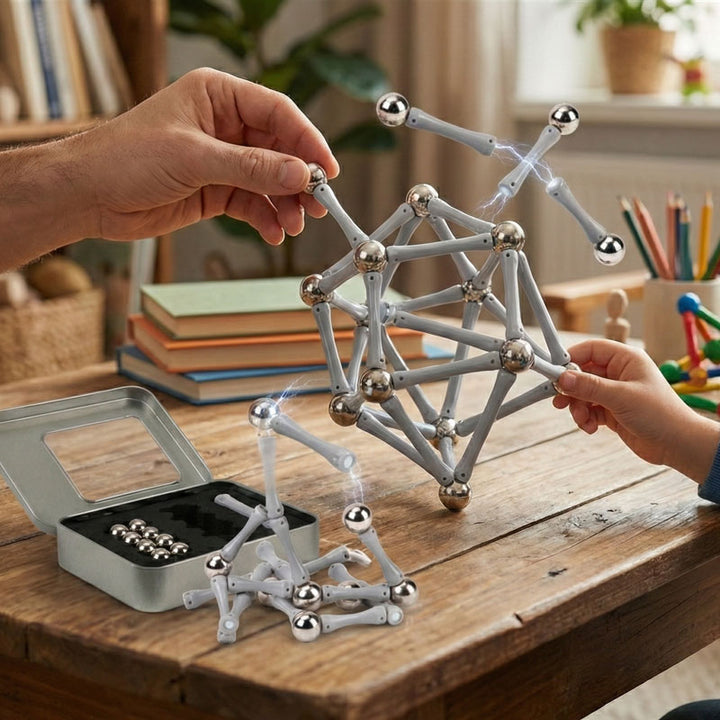 משחק מנהלים מגנטי - ערכת מקלות וכדורים להרכבה ויצירה