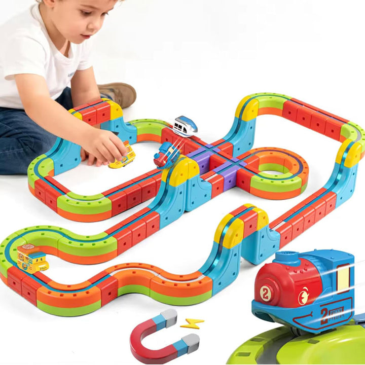 רכבת מגנטית לילדים 68 חלקים מסלול הרכבה