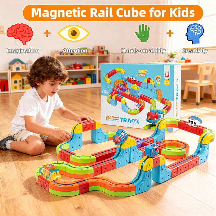 רכבת מגנטית לילדים 68 חלקים מסלול הרכבה