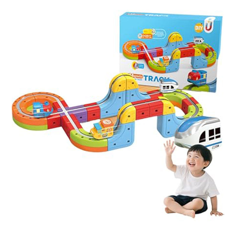רכבת מגנטית לילדים 83 חלקים מסלול הרכבה