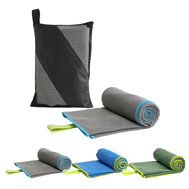 מגבת מיקרופייבר למתאמנים במרקם מחורץ כולל נרתיק נשיאה