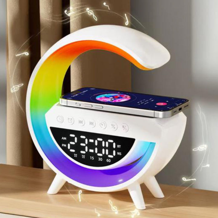 מיני רמקול בלוטוס G עם תאורה מתחלפת ועמדת טעינה