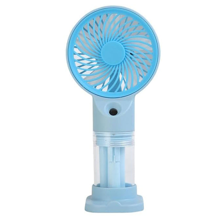 מאוורר נייד נטען עם מרסס מים ומעמד לסמארטפון