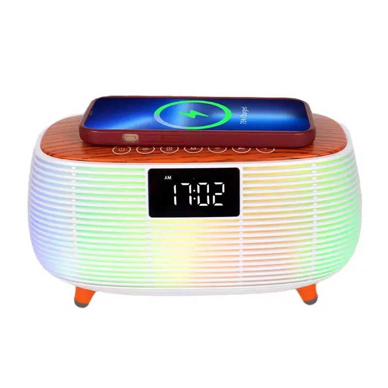 רמקול בלוטוס שולחני 16W משולב שעון מעורר מטען אלחוטי ורדיו