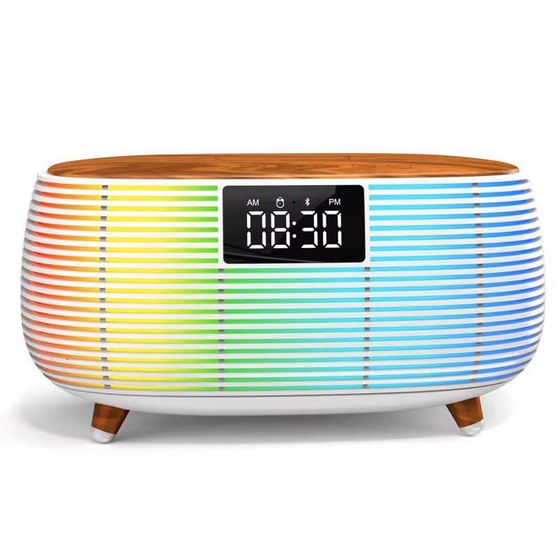 רמקול בלוטוס שולחני 16W משולב שעון מעורר מטען אלחוטי ורדיו