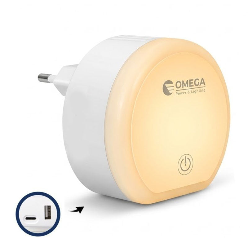 מנורת לילה וקריאה מגע עם שקעי טעינה TYPE-C / USB