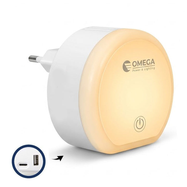 מנורת לילה וקריאה מגע עם שקעי טעינה TYPE-C / USB
