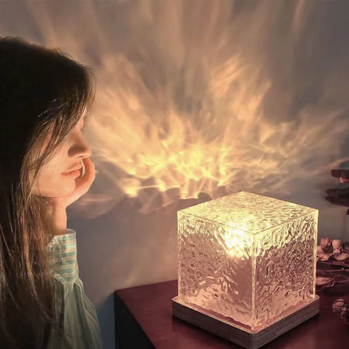 קוביית תאורה גלי מים עם שלט