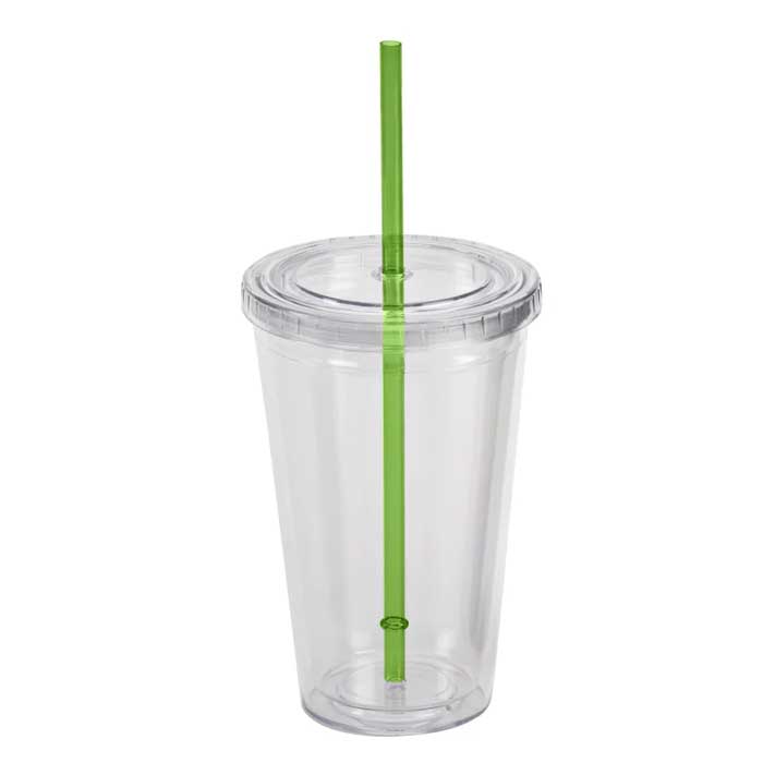 כוס עם קש ירוקה