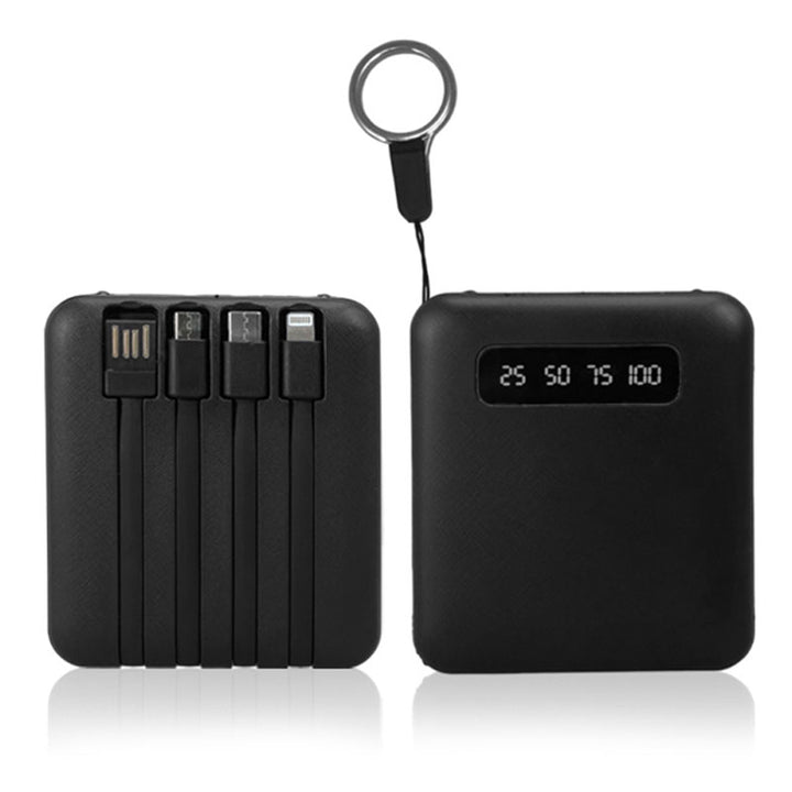 מטען נייד פאוורבנק 10,000mAh עם כבלים מובנים ופנס