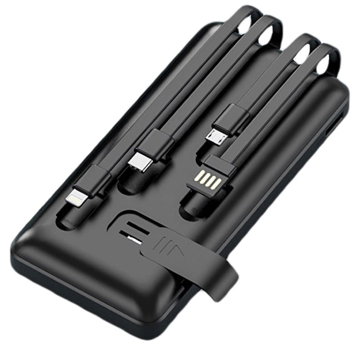 מטען נייד 10,000mAh עם כבלים ופנס