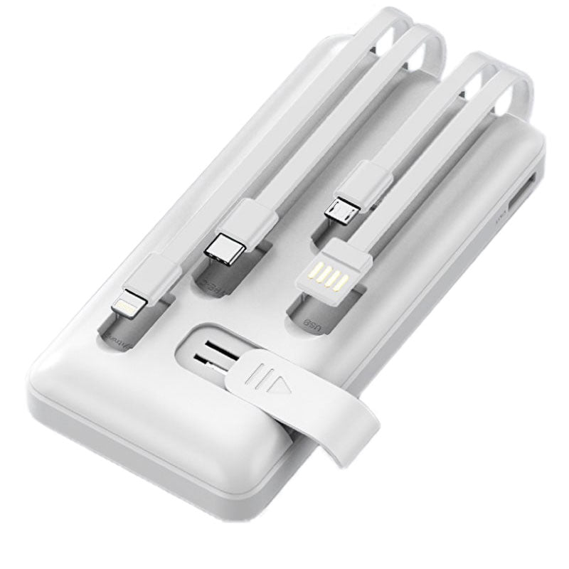 מטען נייד 10,000mAh עם כבלים ופנס