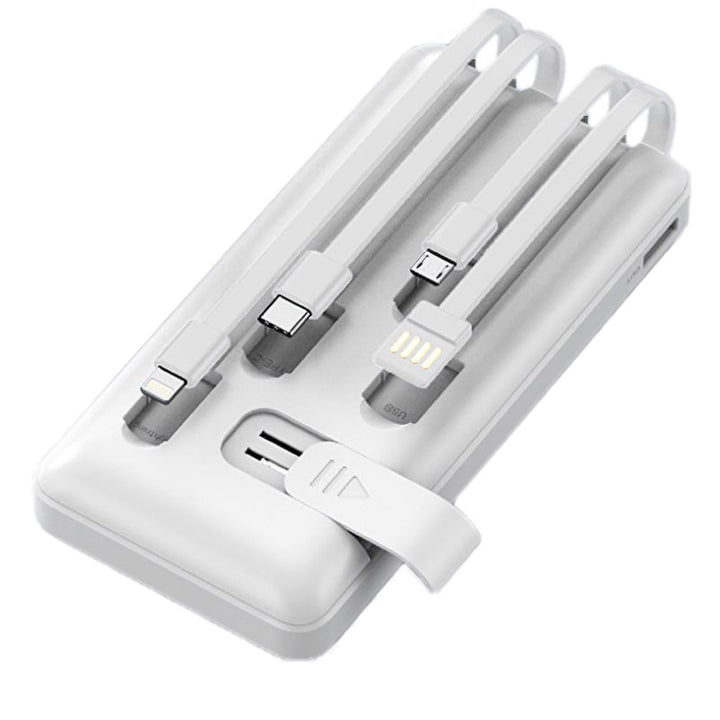 מטען נייד 10,000mAh עם כבלים ופנס