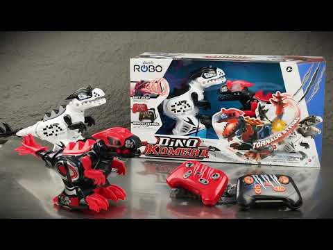 זוג רובוטים דינוזאורים נלחמים על שלט DINO KOMBAT סילברליט