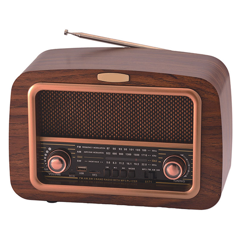 רדיו בעיצוב רטרו 5171  דמוי עץ אגוז