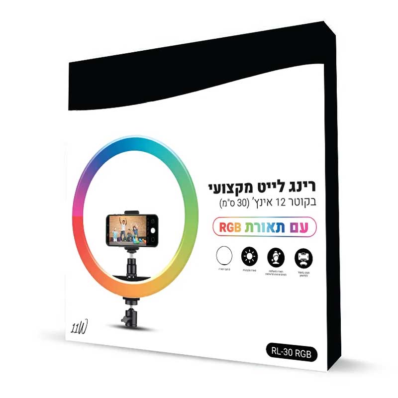 רינג תאורה 30 ס"מ RGB עם חצובה RL-30