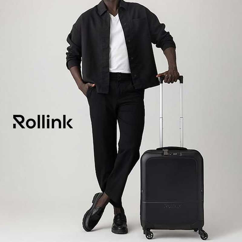 מזוודת טרולי מתקפלת Rollink FLEX LIGHT – שחורה