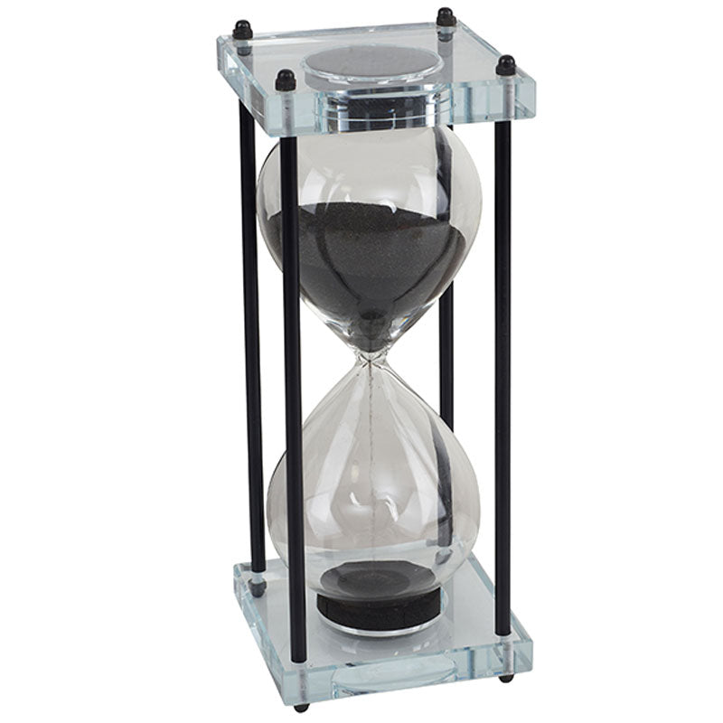 שעון חול יוקרתי 30 דקות מזכוכית עץ ומתכת