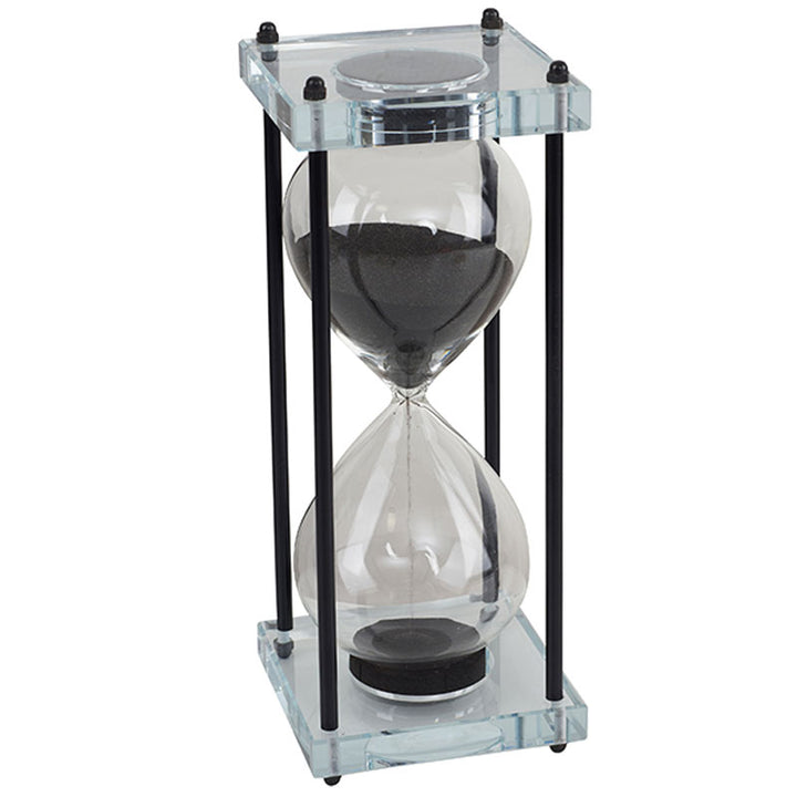 שעון חול יוקרתי 30 דקות מזכוכית עץ ומתכת